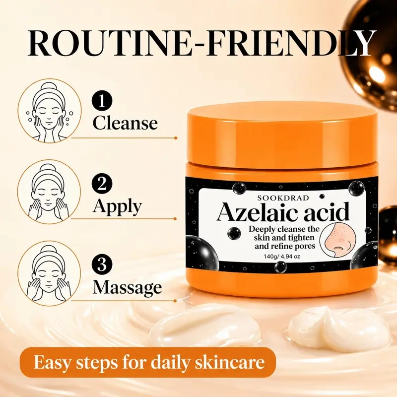 Azelaic acid, deeply cleanse skin, tighten skin, refine pores, for face, 140g/4.94oz
