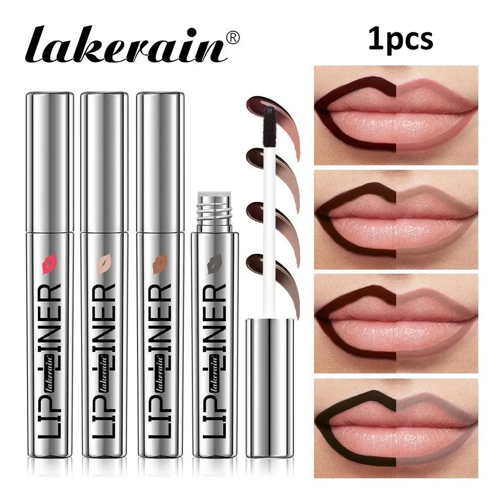 Liquid Lip Liner Lip Gloss Brush Tip Waterproof Long Lasting Nude Brown Cream Lip Contour Tint Lipstick Easy Full Lip Shaping Daily Korean Lip Makeup Signature Lip Liner
