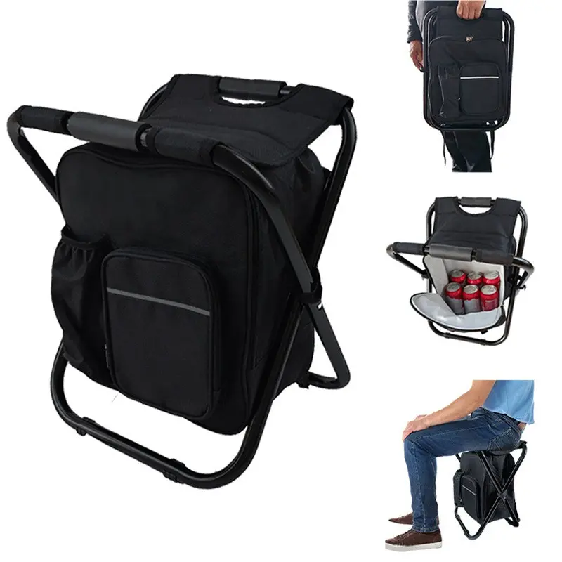 Backpack Stool Cooler Chair, Heavy Duty 300 LBS Max Load, Portable Folding Camping Stool, Collapsible Stool, Foldable Seat Stools, Backpack with Cooler Bag, Portable Lightweight Stool Backpack Folding Fishing Cooler Seat for Camping Hunting Fishing