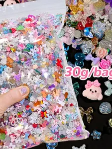 30g/Bag 300-500Pcs Mixed Resin Nail Charms, Bow Flower Heart Bear Sequins, 3D Decorations for Nail Art Products, Phone Case, Hair Clips & Jewelry Making, DIY Craft Set for Women