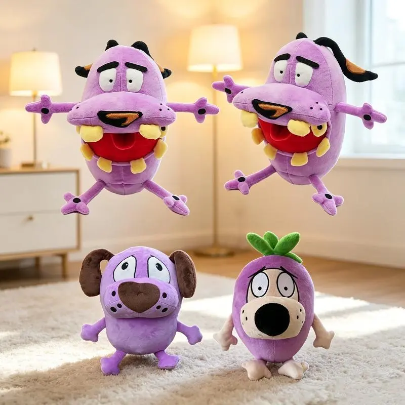 YanQing Cartoon Purple Dog Plush Toys Cute Animals Crazy Dog Fluffy Dolls Kawaii Dog Stuffes Toy Plushie Birthday Gifts