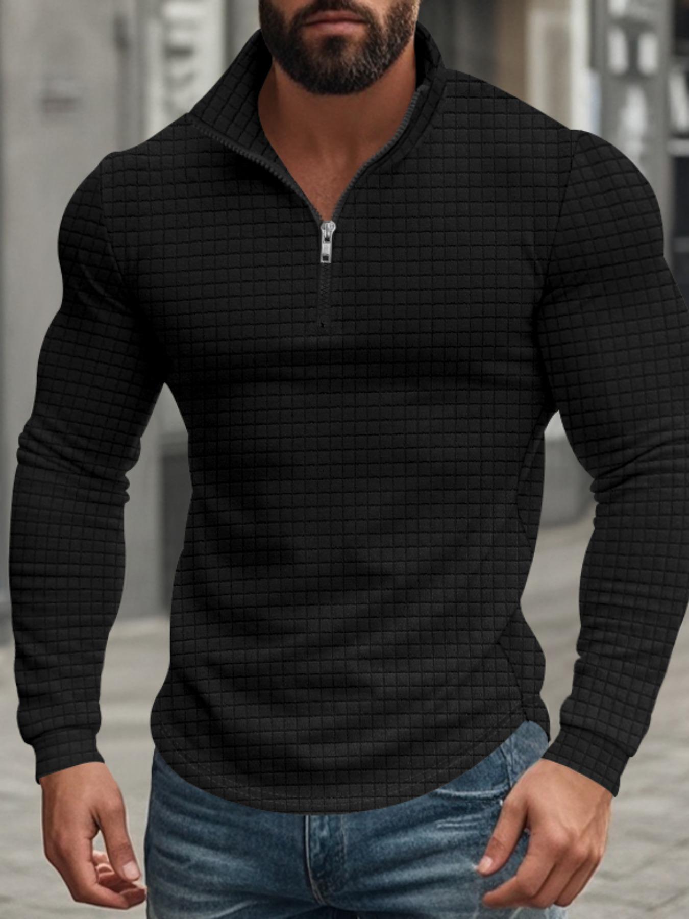 Men's Regular Fit Plain Half Zip Up Sweatshirt, Casual Long Sleeve Pullover for Spring & Fall, Fashion Men's Clothes for Daily Wear Men's Regular Fit Plain Half Zip Up Sweatshirt, Casual Long Sleeve Pullover for Spring & Fall, Fashion Men's Clothes for Daily Wear