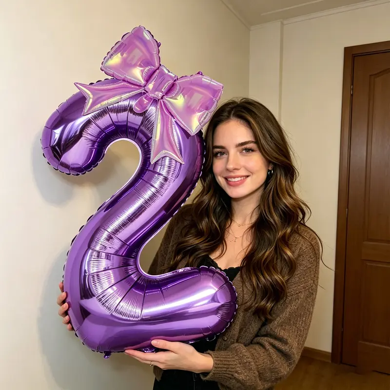 2-piece set: 1 purple 32inch number, 1 24inch iridescent purple butterfly balloon set, for a themed design. Suitable for birthday parties, Father's Day, Mother's Day, graduation season, bridal shower, engagement, wedding decorations