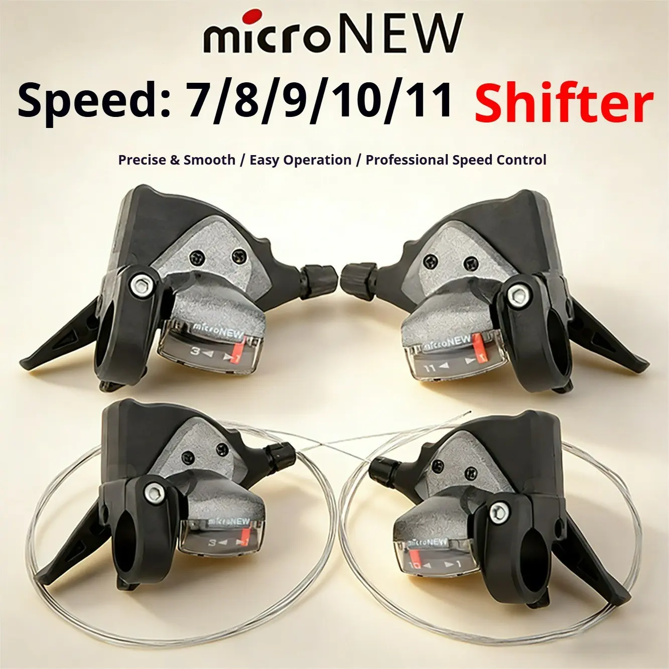 7-11 Speed Mountain Bike Shifter Set, Trigger Shifter and Rear Derailleur Combo, Shimano Compatible MTB Gear Shifter Kit for 21/24/27/30 Speed Bicycle Upgrade