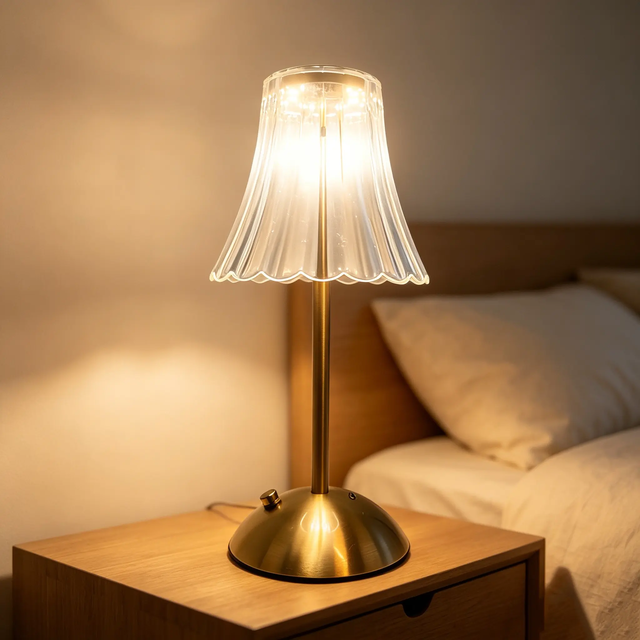 Flower Table Lamp, Rechargeable Wireless Touch Control Crystal Lamp, 3 Color Adjustable LED Light for Bedroom, Dining Room, Kitchen Decor, Cordless Table Lamp
