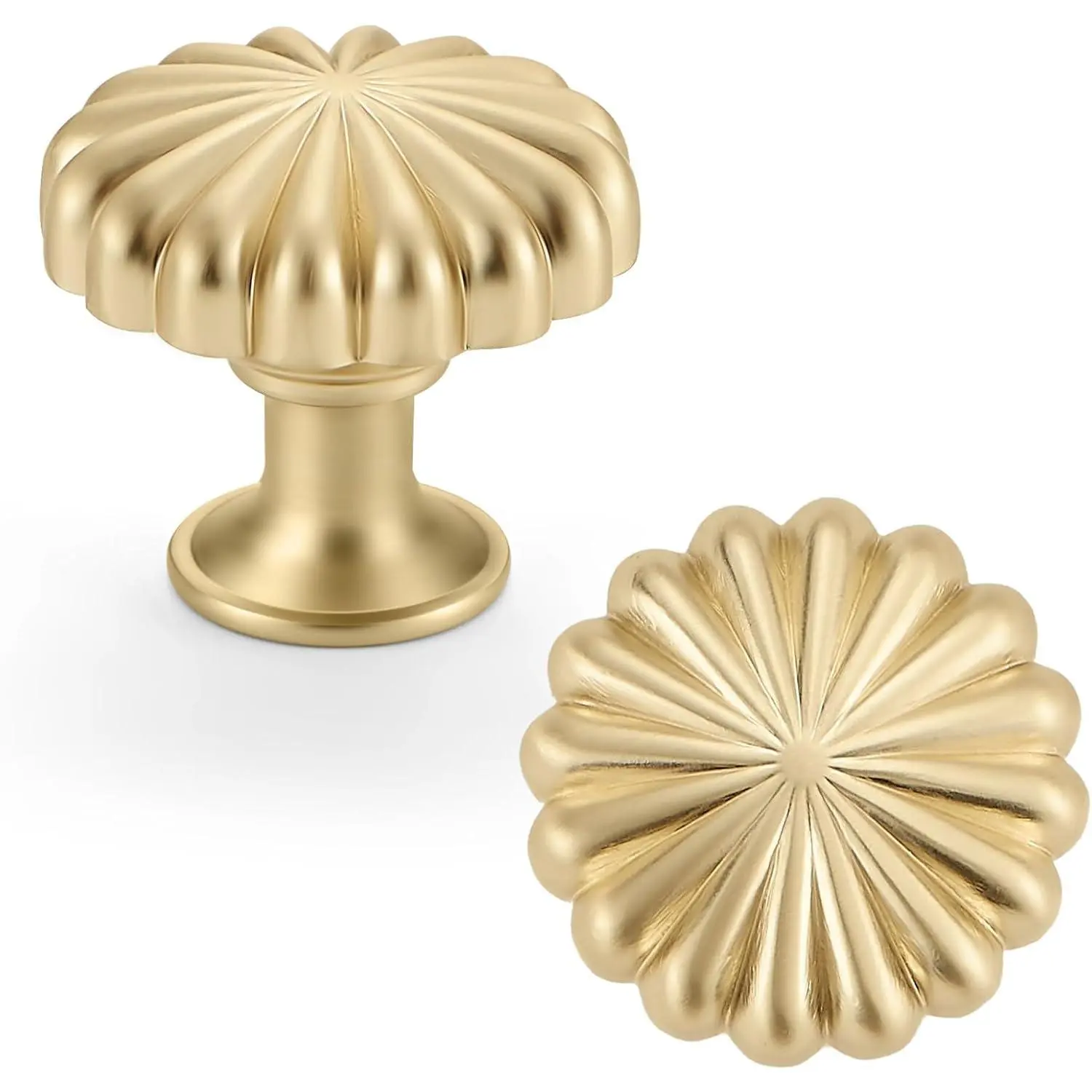 2 Pack  Cabinet Knobs for Kitchen Cabinets and Dresser Drawers,Zinc Alloy Brushed Brass Hardware Handles Pulls, Cupboard Drawer Knob