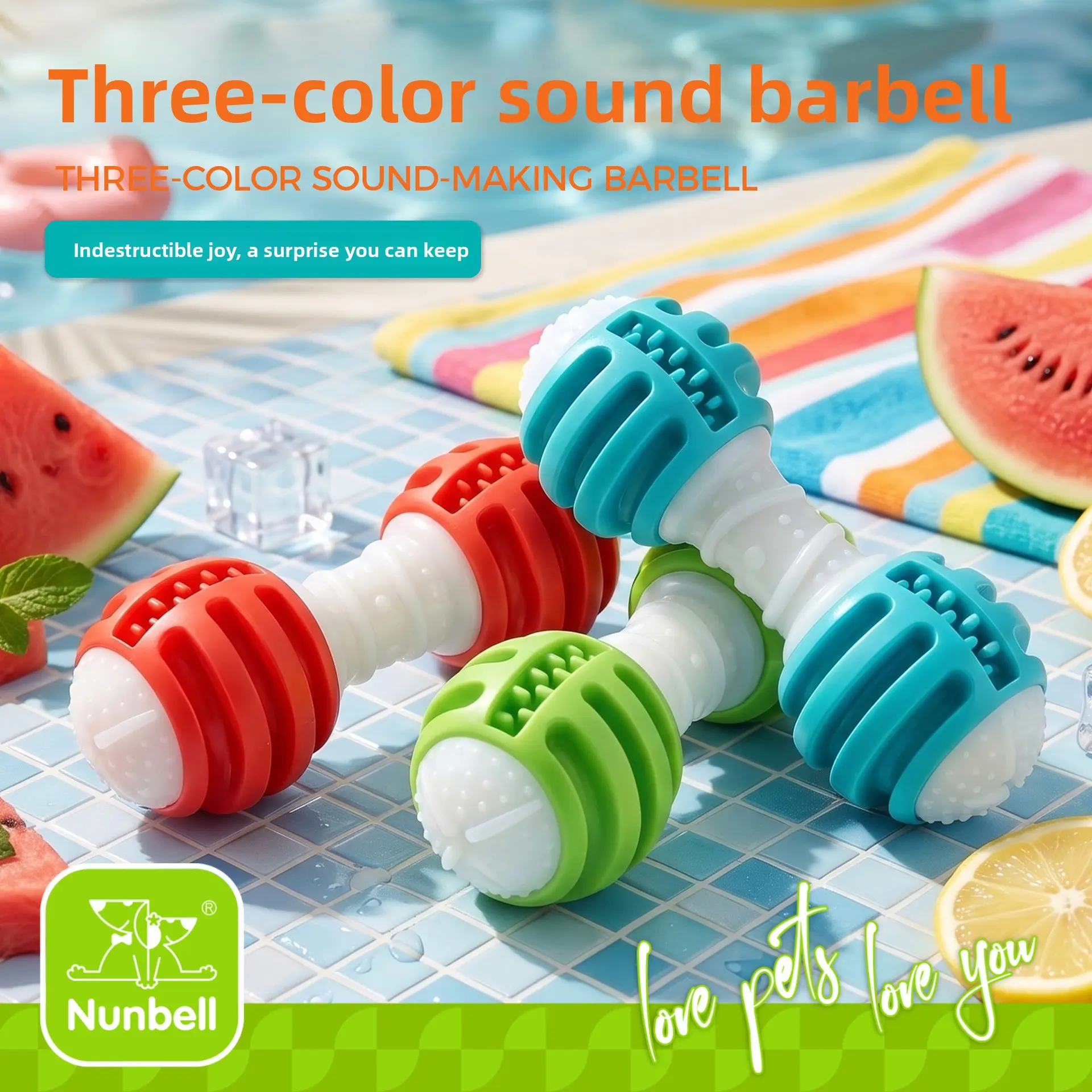 Nunbell Pet Teething Sound Toy for Dogs, Interactive Training, Durable Chew Toy for Teeth Cleaning and Food Dispensing