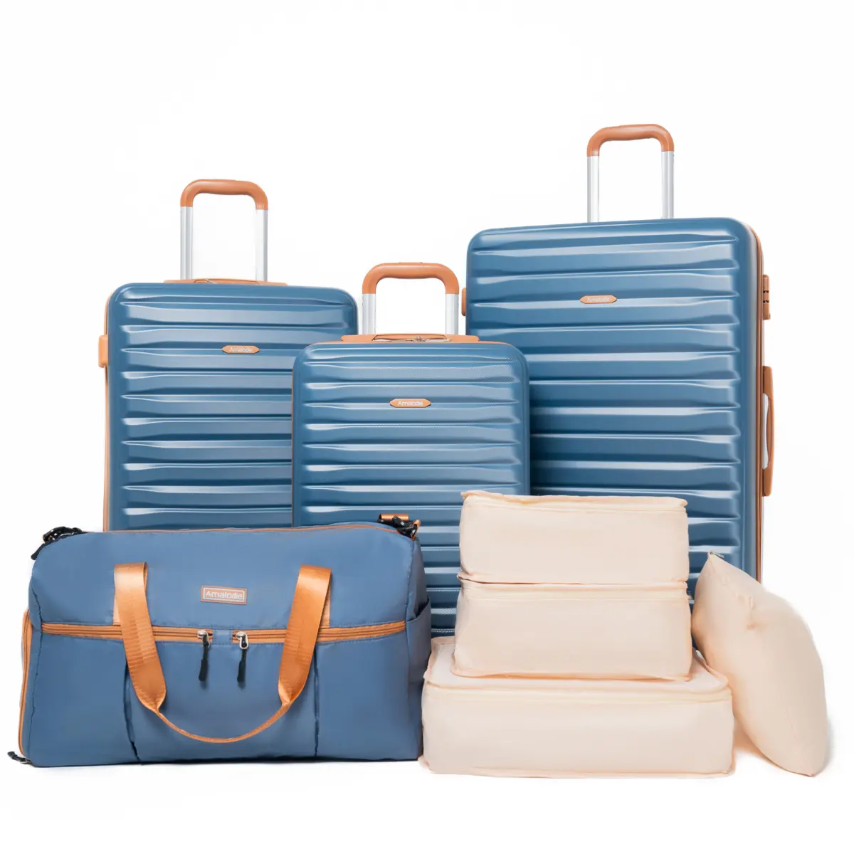 Fahuac 8-Piece Luggage Set - 20/24/28in ABS-PC Scratch-Resistant Suitcases, Gym Bag, Storage Bags with TSA Lock for Air Travel, Travel Bag