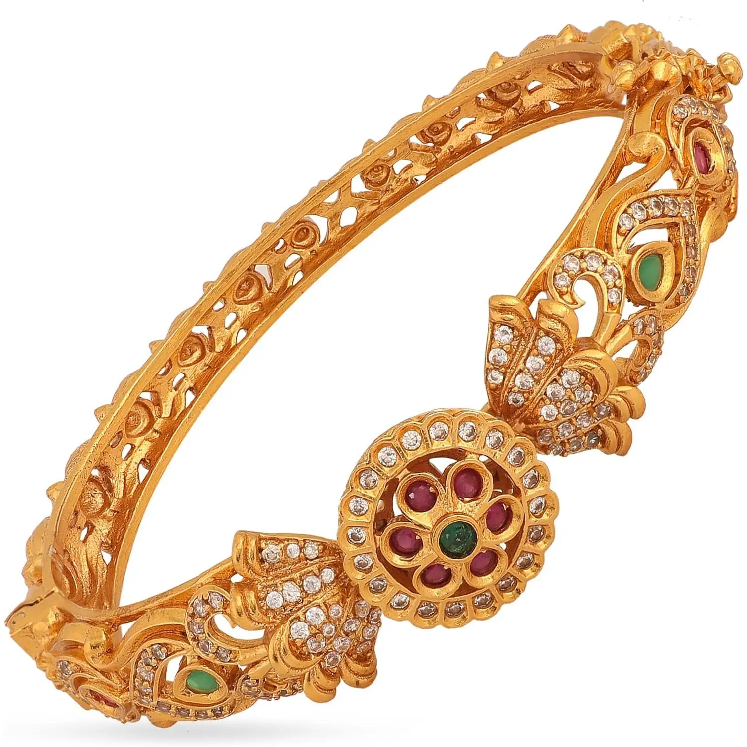 Antique  Plated Sarang Bangles with Floral Design - Indian Bangles for Women  for Ethnic Occasions | Vadhandhi | Traditional Indian Bangles For Women | 1 Year Warranty*