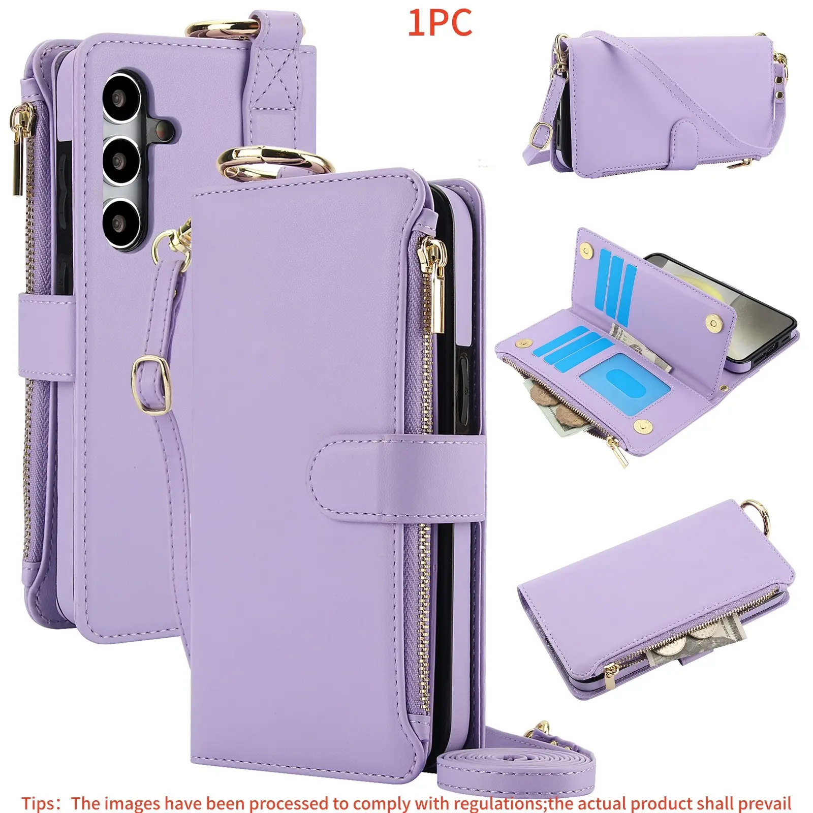 For Samsung Galaxy Wallet Case, Cellphone Casing, Rfid Shielded Zipper Card Holder, Flip Design, Shockproof, Unisex, Fits A13/a14/a15/a17/a26/a36/a37/a55/a56/a72/a73 4g/5g