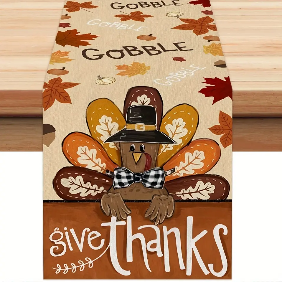 1 piece, tablecloth, suitable for Thanksgiving, featuring maple leaves and turkey design, farmhouse style tablecloth, autumn indoor table decoration