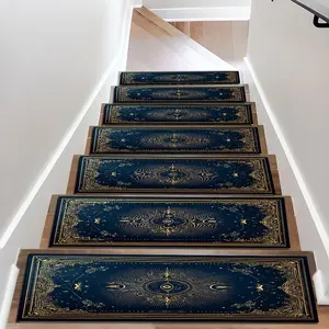 6/8/15pcs Vintage floral Diatom Mud Stair Treads, Super Absorbent Non Slip Carpet Mats for Wood Steps, Quick Drying Moisture Wicking Stair Runners, Anti Slip Washable Rugs for Dogs Kids Elderly
