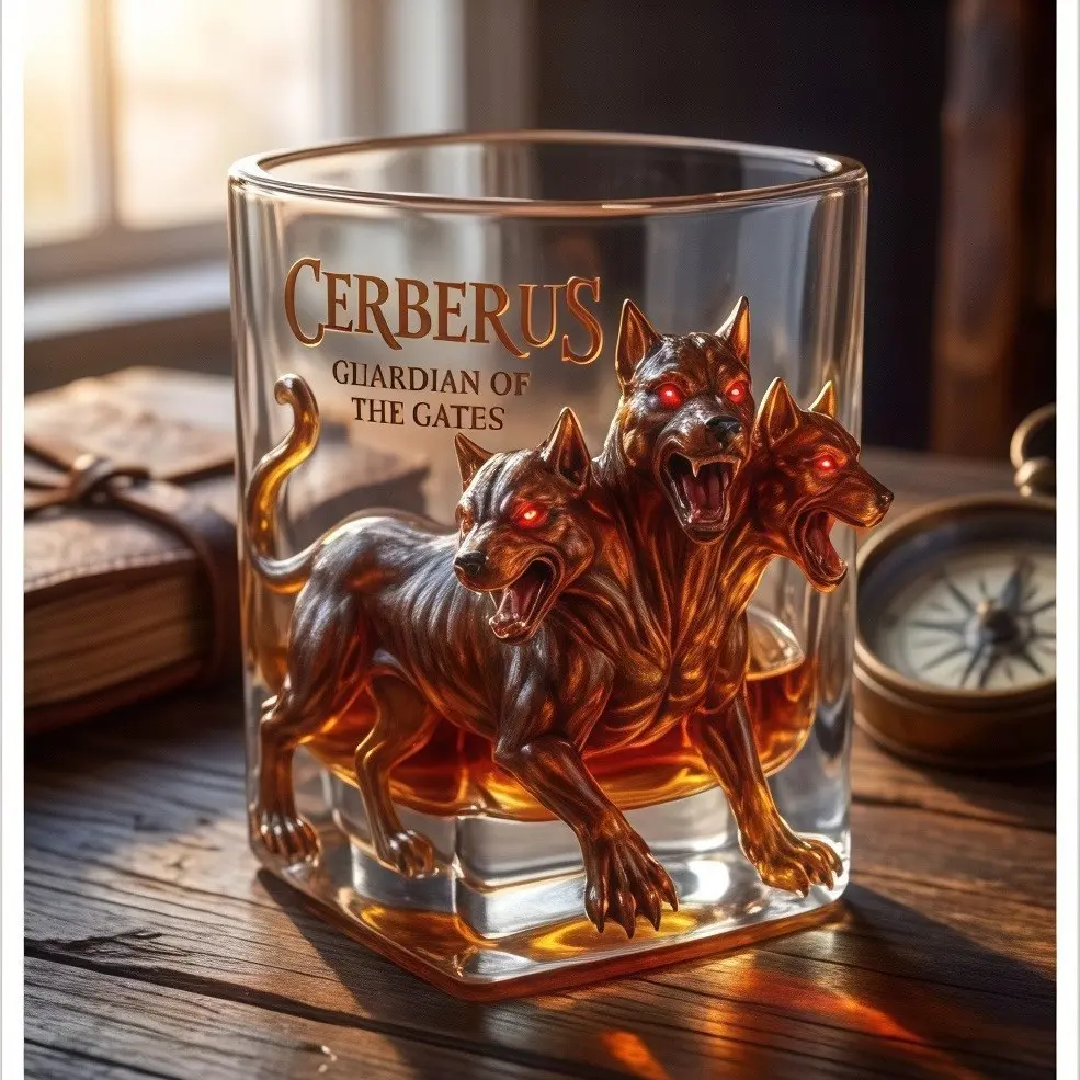 Premium High Borosilicate Whiskey Bourbon Glass, Crystal Print Design Tumbler, Durable Drinkware for Bar & Home Use, Elegant Alcohol Glasses, Premium Drinking Glasses