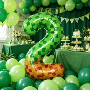 40-Inch Giant Mosaic Pixel Theme Number Foil Balloons, Digital 0-9 Balloons for Party Decor, Birthday Party Supplies