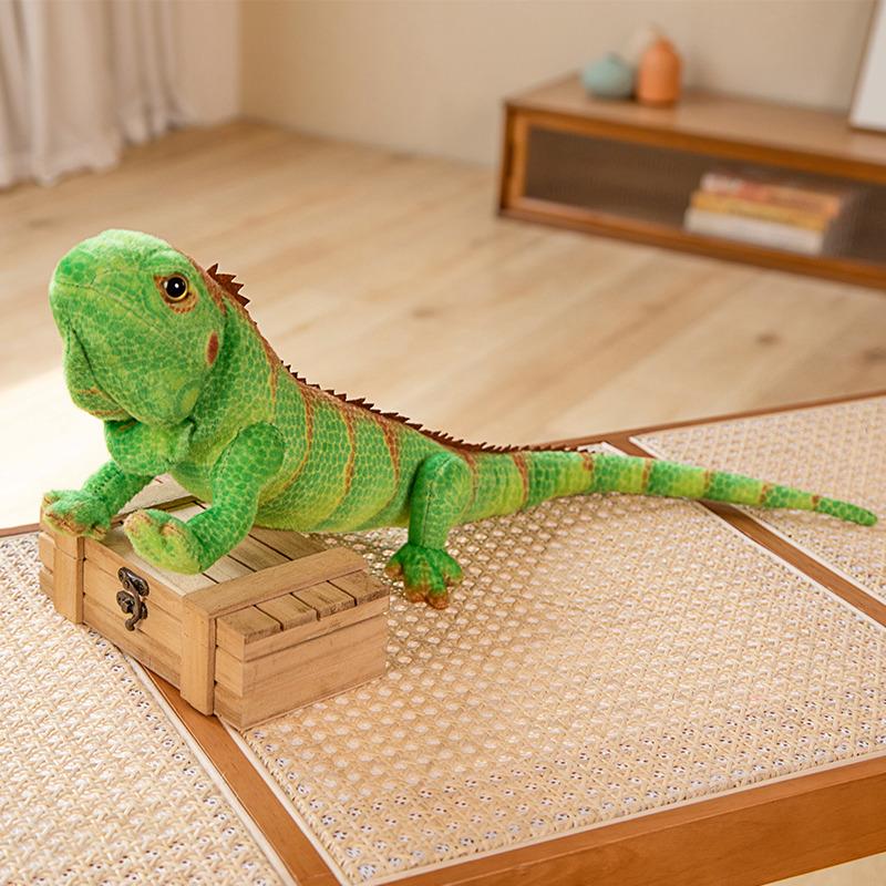 Lifelike Green / Brown Iguana Lizard Figurine Model Cute Reptile Lizard Plush Toys Simulation Animal Stuffed Doll Boys Gifts