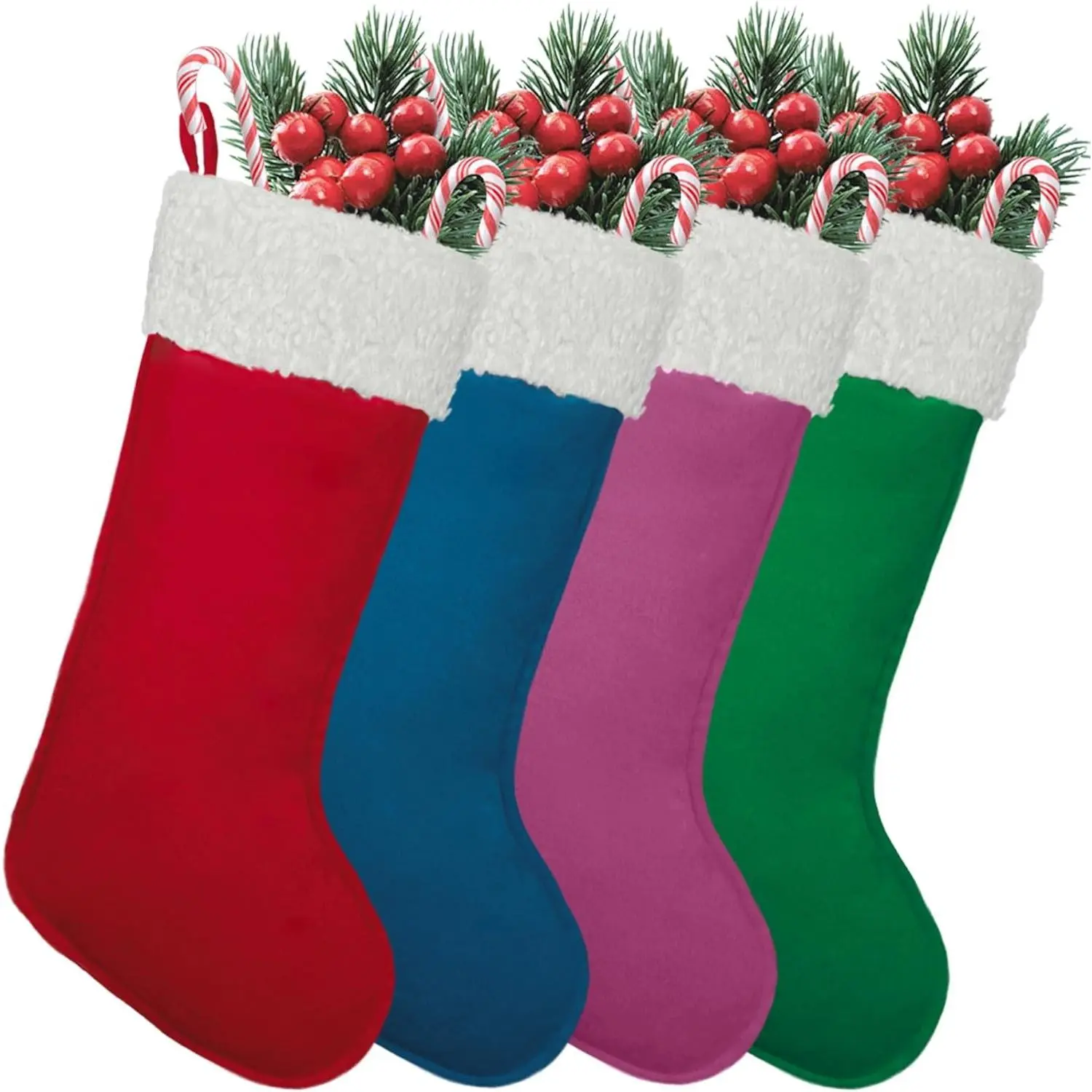 Women's Christmas Stockings - 4-Pack, 20in Large, Holiday Party Decor for Hanging on Tree or Fireplace Mantle (Multi-Large)