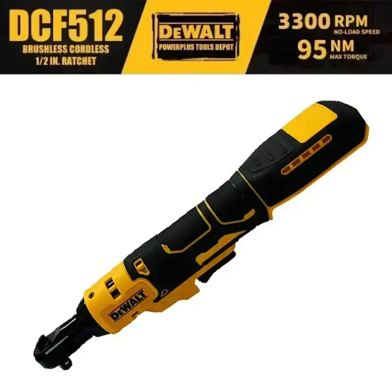 DEWALT DCF512 Cordless Brushless Right Angle Impact Wrench Ratchet - 1/2 in. Ratchet, High Torque Cordless Power Tool, Variable Speed, LED Light, 3300 RPM, 95 NM Max Torque for Mechanics