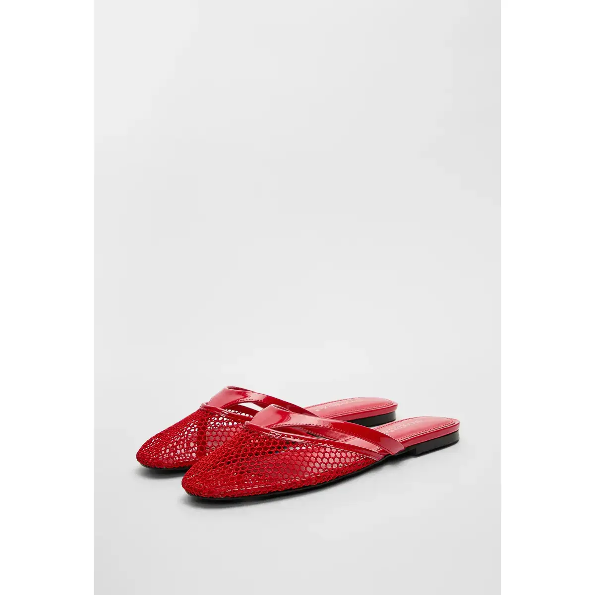 Women's Slip On Mules, Classic Honeycomb Mesh Flats with Crisscross Patent Straps, Breathable Square Toe Summer Beach Shoes, Backless, Sightseeing, Casual Office, Flexible Flat Sole, Flat Heel