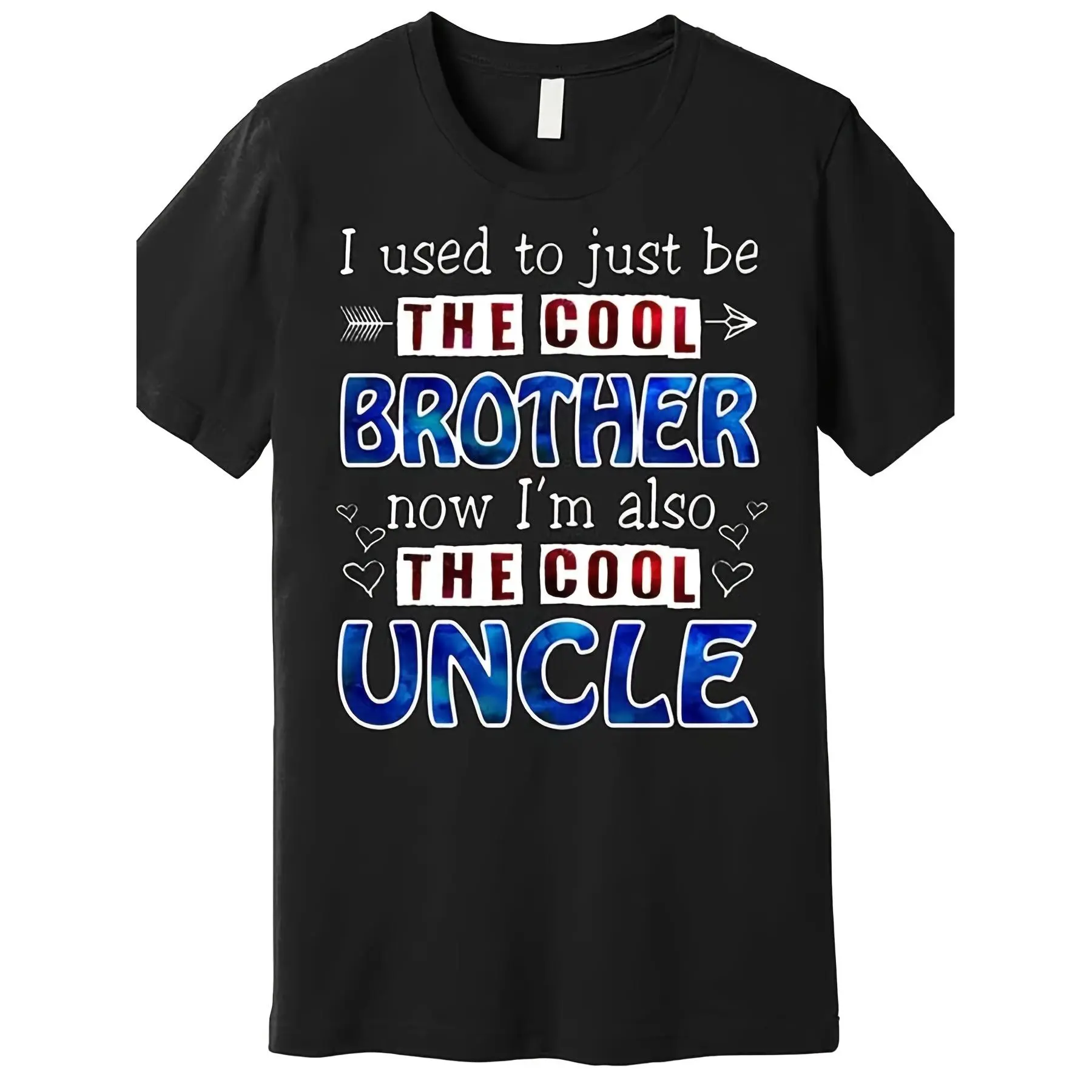 Funny Cool Uncle Men's TShirt I Used to Be The Cool Brother Now I'm The Cool Uncle Slogan & Heart Design Black Short Sleeve Tee Comfort Fit Casual Shirt for Family Events BirthdaysBreathable Short-sleeved Casual Shirt with a Simple Design