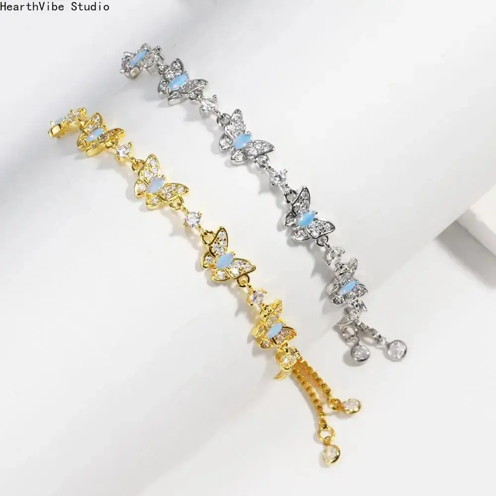Adjustable Butterfly Charm Bracelets with Sparkling Rhinestone Accents and Delicate Design for Stylish Wear Trendy Jewelry