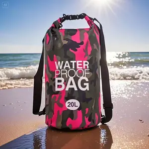Lightweight Camo Floating Waterproof Dry Backpack, Roll Top Dry Bag to Secure Gear, Floating Water Sports Storage Pouch for Kayaking, Rafting, Boating, Surfing and Swimming