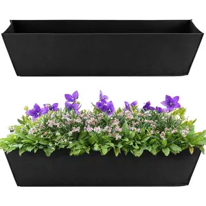 Adnee 2 Pcs 30 Inch Fabric Plant Window Box Liners-Rectangular Non-Woven Planter Basket Liner-Black Felt Flower Hanging Basket for Outdoor Garden Wall Hanging Planter Flower Vegetables