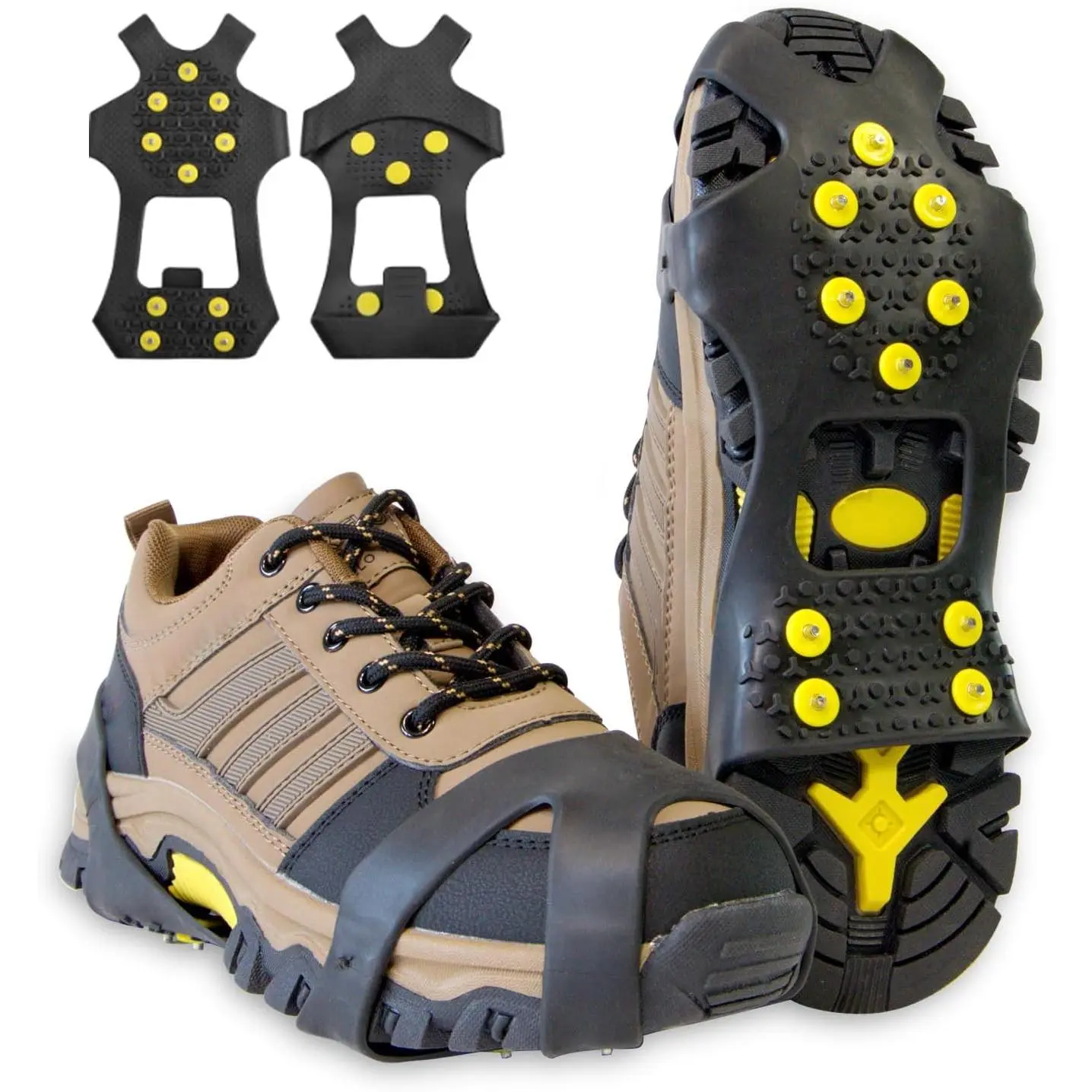 Non-Slip Ice Grippers Traction Cleats for Shoes and Boots, Overshoe with 10 Steel Studs Prevent Slipping for Outdoor Activities