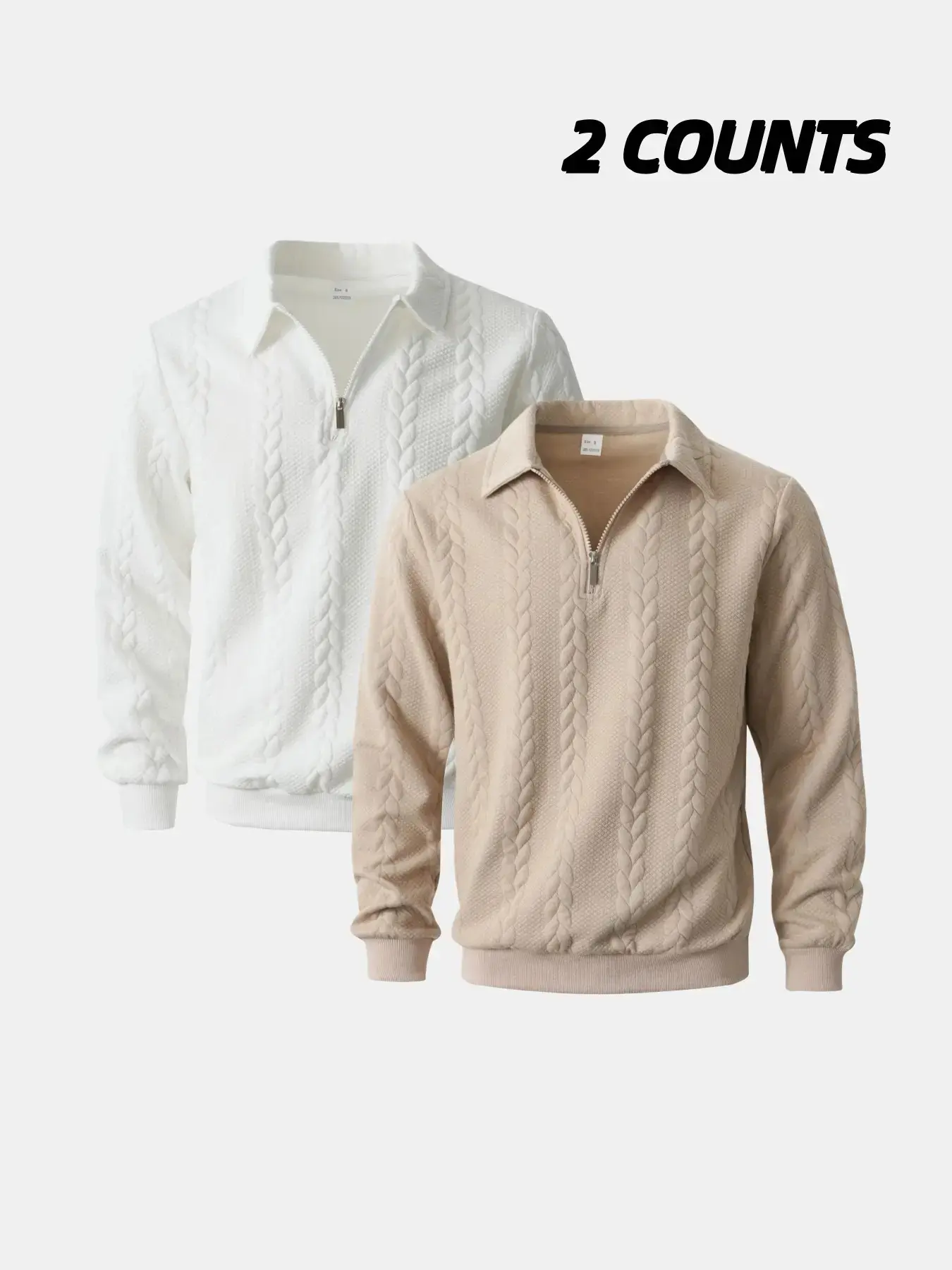 Men's 2-Pack Knit Pullover, Solid Color Fitted Long Sleeve Top, Casual Spring & Fall Fashion, Casual Fashion Knitwear, Comfortable Daily Wear