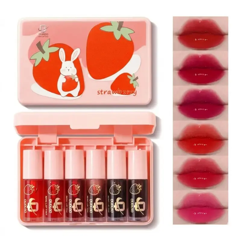 [BEST CHOICE] 6 Colors Lip Tinted Stains Set, Mini Vivid High Pigment Lipstick, Hydrating Moisturizing Lip Cheeks Eyes Tint, Waterproof Long Lasting Shiny Glow Natural Glossy