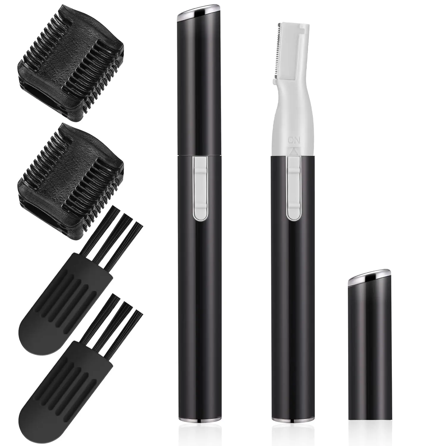 2 Pcs Electric Eyebrow Trimmer Women Precision Face Razors Mini Shaver with Comb Christmas Women Gift Battery Operated Personal for Face Neck Fuzz Lips Leg(Black)