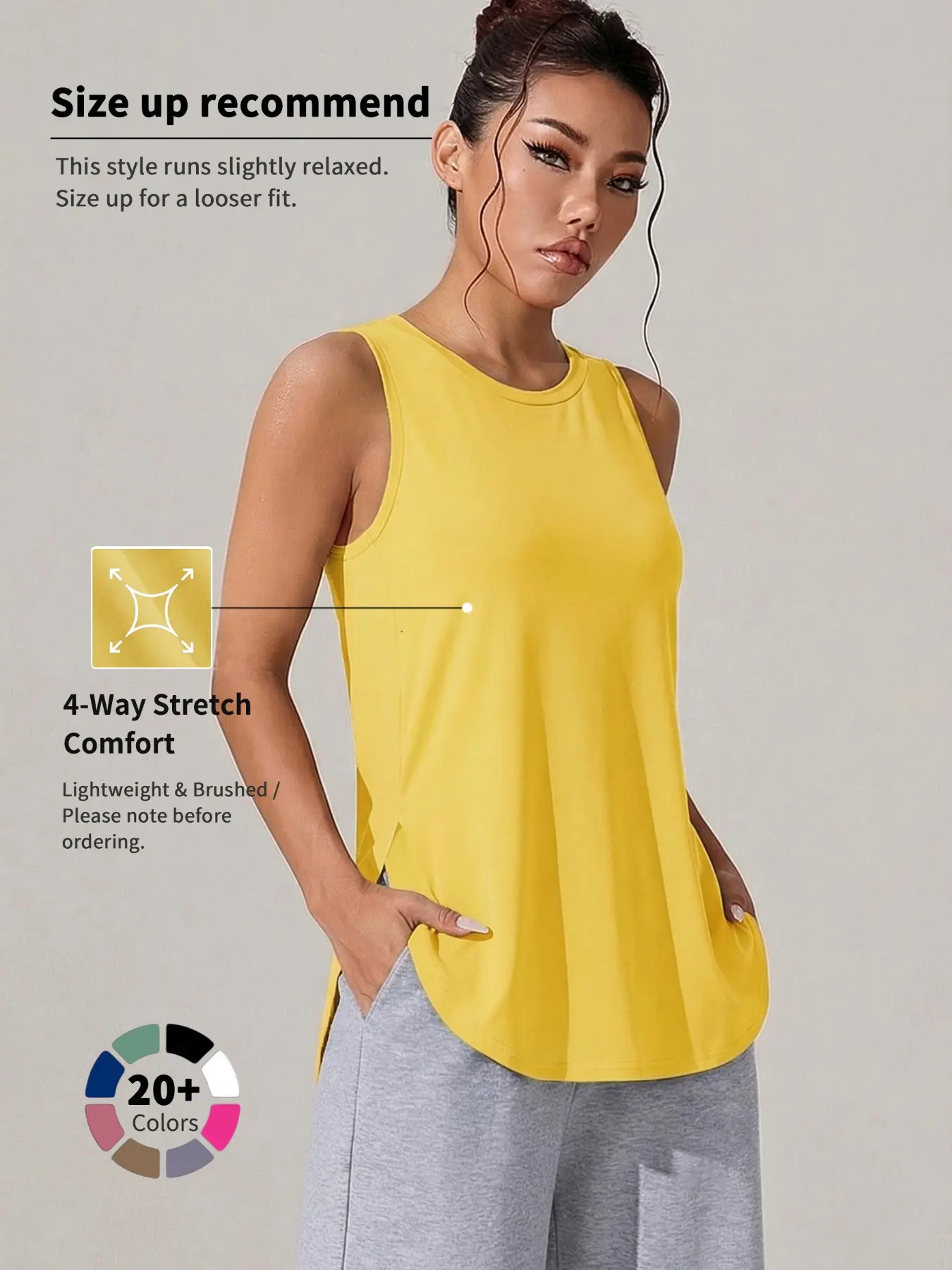 Women's Solid Color Sports Singlet, Casual Comfortable Breathable Sleeveless Sports Top Sleeveless Gym Tops for Yoga Gym Workout, Workout Apparel, Ladies Sportswear for All Seasons