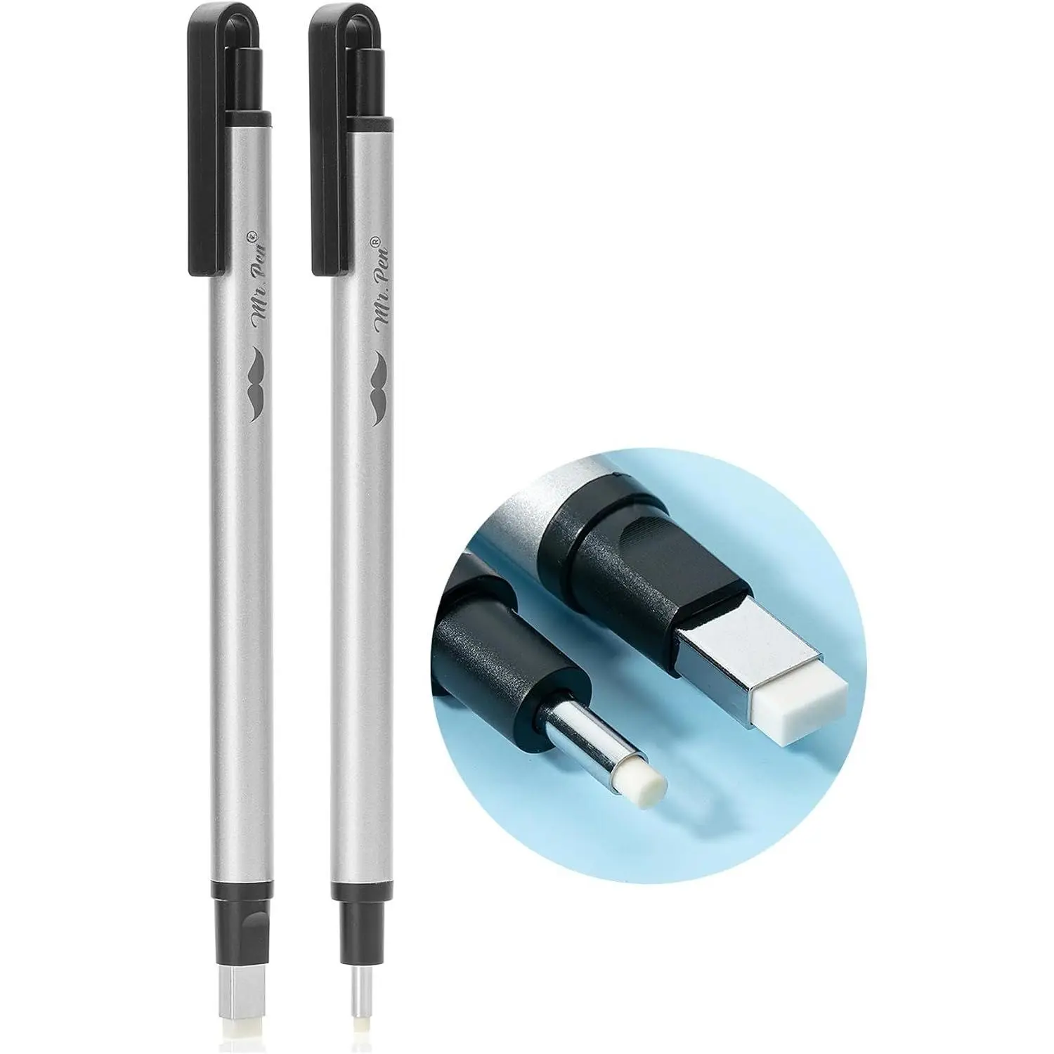 -  Style Eraser Set, 2 Pack, Square & Round Tip | Precision cil Erasers, Retractable  Eraser s for Drawing, Sketching, Detail Correction, Office & School Supplies