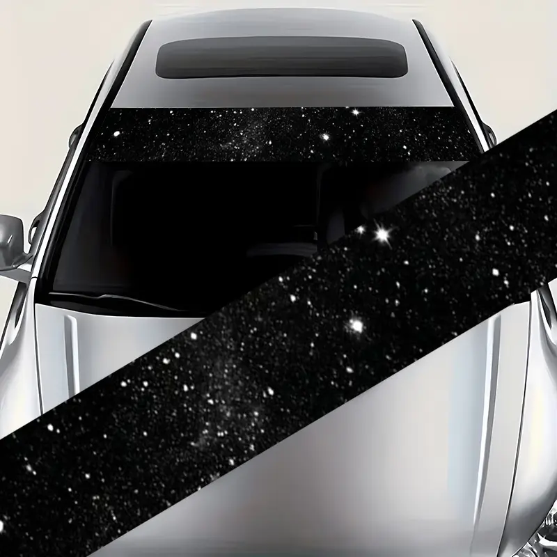 1pc, Starry Sky Pattern Car Glass Sticker, Car Windshield Sticker, Durable and Weather-resistant Self-adhesive Car Accessory, Vinyl Sticker, Suitable for Car Windshields, Trucks, Motorcycles, Boats, Sun Protection, Rear Window Sticker, Enhances Car A