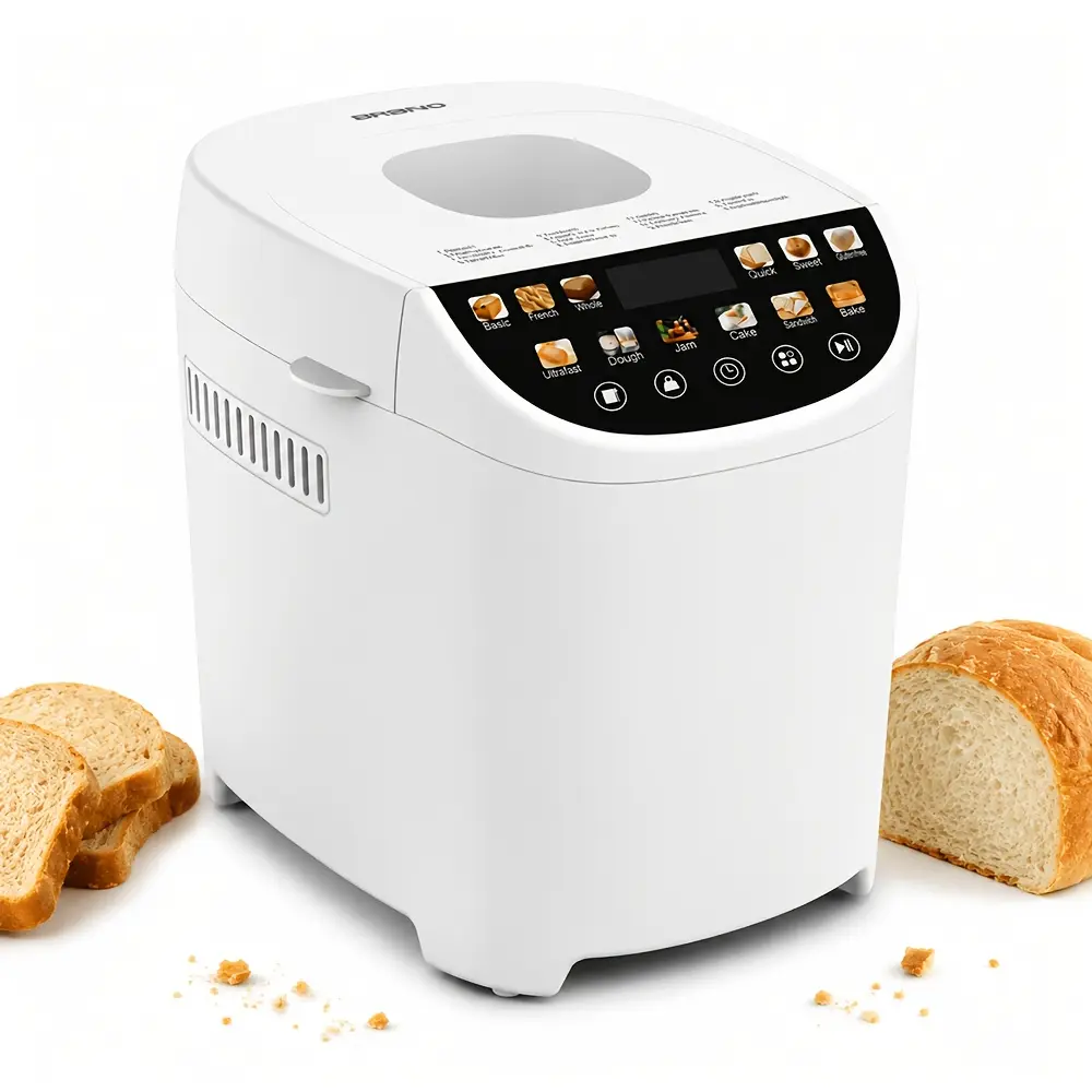 Smart Bread Maker, 2LB 12-IN-1 Automatic Bread Machine with Color Touchscreen, Gluten-Free Setting, Nonstick Pan, 2 Loaf Sizes, 13H Reserve & 1H Keep Warm (White)
