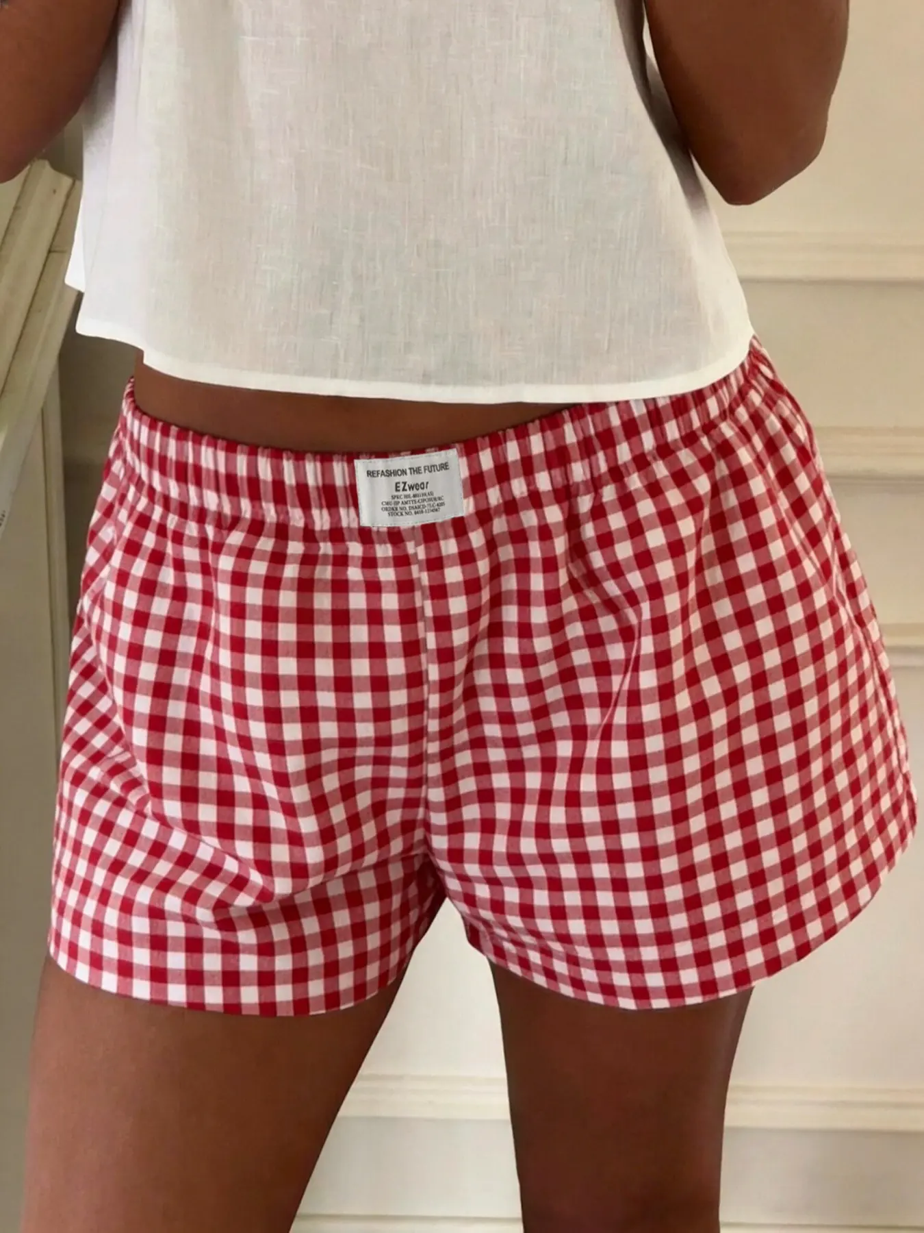 Women's Summer Lightweight Classic Plaid Oversized Shorts, Casual Bottoms, Y2K Sweet Style Essential, Casual Loose-Fit, Perfect for Beach Vacations, Daily Wear