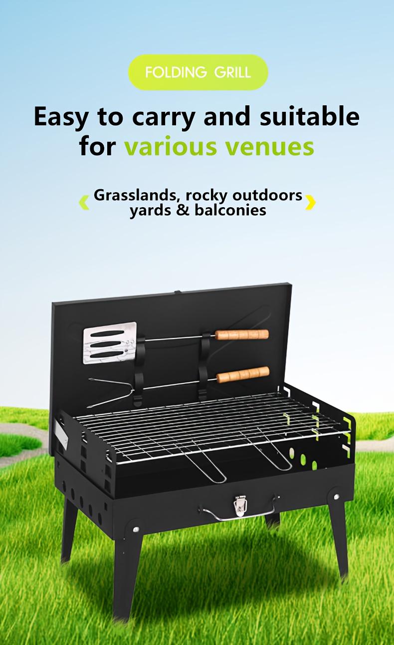 Portable Foldable Outdoor BBQ Grill with Windshield Lightweight Cast Iron for Indoor & Outdoor Use No Assembly Required Charcoal Wood Compatible Durable for Picnics Camping Backyard Cooking Travel wade  ostove