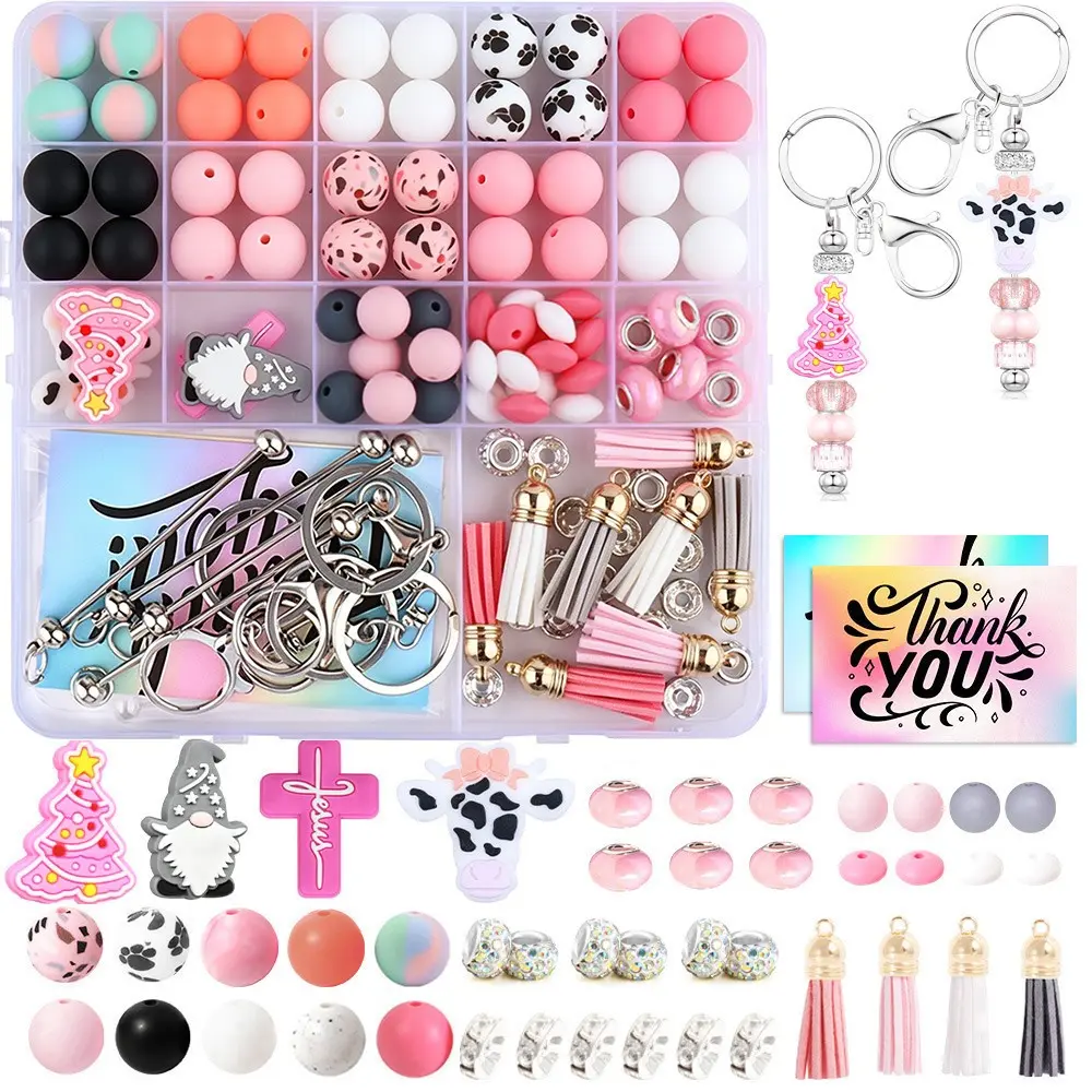 107pcs Silicone Beads for Keychains & Bracelets, 12mm & 15mm Sizes, DIY Craft Supplies, DIY Craft Embellishments, Decorative Accessories, DIY Beading Accessories, DIY Jewelry Making, Beads for Crafts