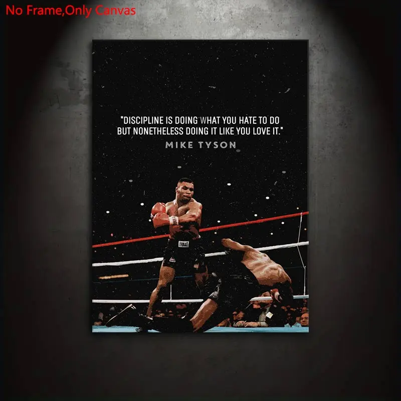 1 Piece/Set Frameless Canvas Painting Print Poster,Classic Vintage Realistic Fighting Tribute Motivational Pop Art,Tyson Knockout,Perfect Gift for Boxing Lovers,Ideal Gift Bedroom,Study,Office,Living Room,Dorm Hallway,Kitchen,Mural,Wall Decoration Room