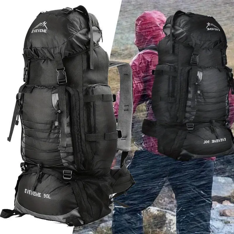 90L Durable Outdoor Hiking Backpack, Functional Bushcraft Bag for Adults with Hydration for Trekking, Camping & Long Haul Travel, Hiking Trekking Rucksack, Long Haul Trips, Bagpack Travel, Bushcraft Backpacks, High-Capacity, Hiking Gear, Adult Fit, Unisex