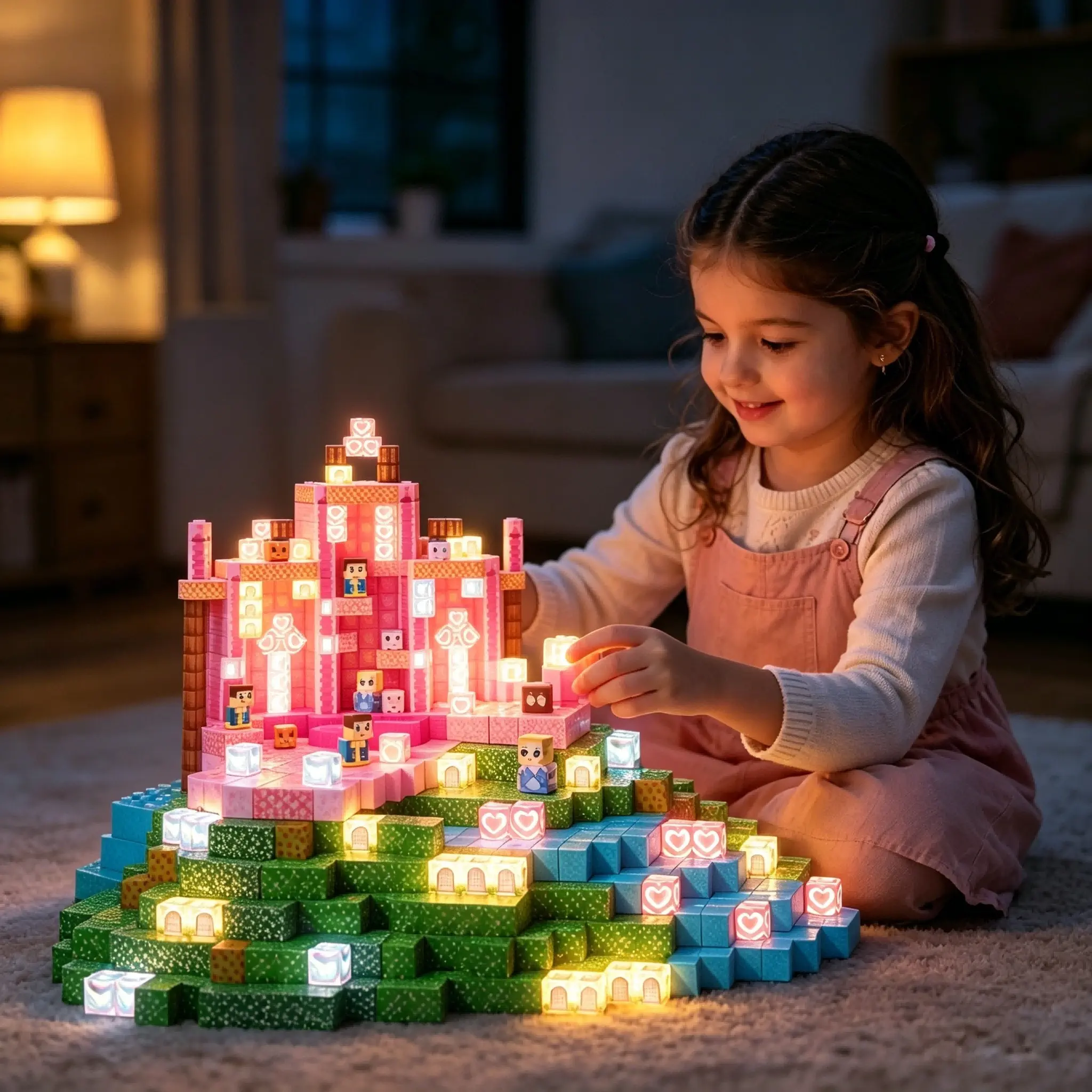 Glow Magnetic Cubes Princess Castle Building Blocks, Stem Education Toy, Girl Gift, 3-12 Years, Unisex, Choking Hazard Warning