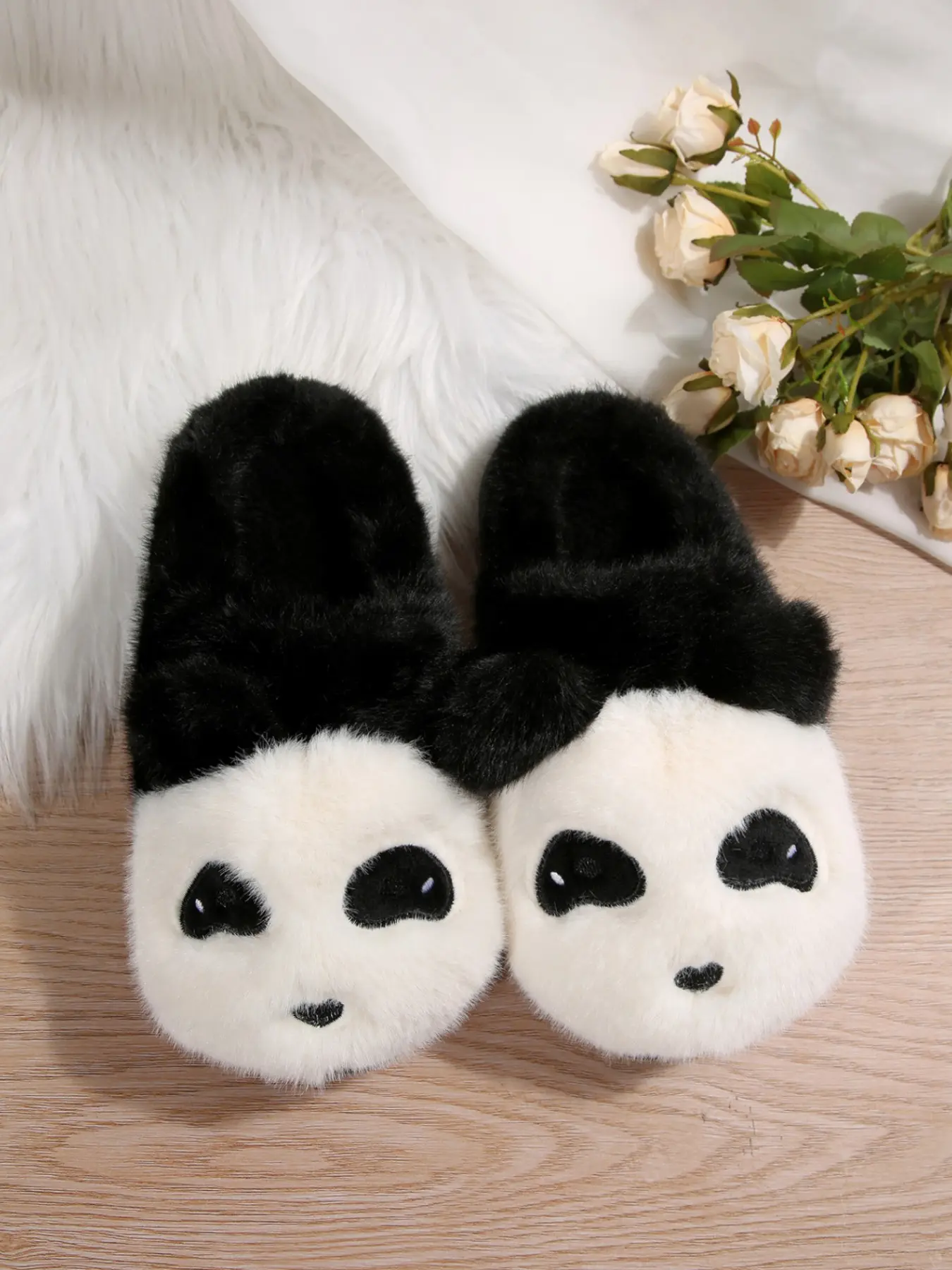 New 3D Panda Plush Slippers, Winter Thickened Soft Sole Non-Slip Home Outdoor Two-In-One Cotton Slippers, Cozy and Comfortable