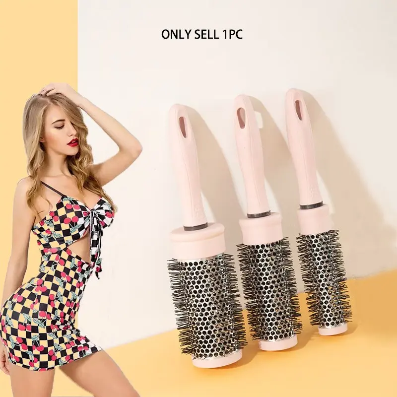 Cylindrical Hair Brush, Smooth Curling and Straightening Tool, Plastic Bristles, Abs Handle, Portable Professional Styling Brush, Round Brush