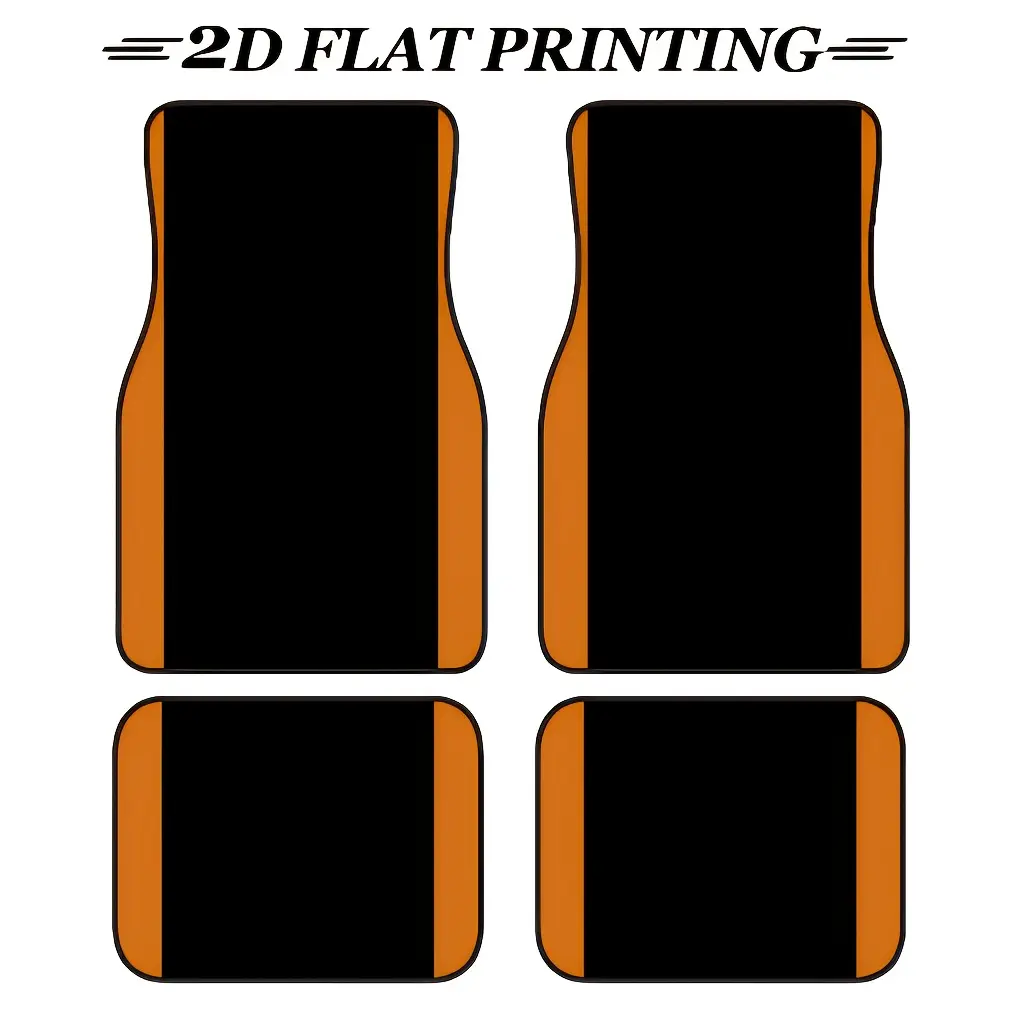 4PCs, anti-slip Polyester material car floor mats with colorful stripe patterns. Suitable for sedan and SUV models, interior decorations, and protection of the vehicle’s floor.