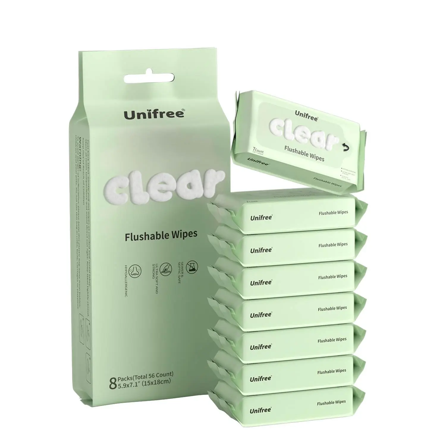Flushable Wipes Travel Size, Mini Wet Wipes, 8 Pack 56 Wipes | XL 99% Water Wet Wipes for  , Unscented  The Go Pocket Wipes, Travel Essentials for Adults &