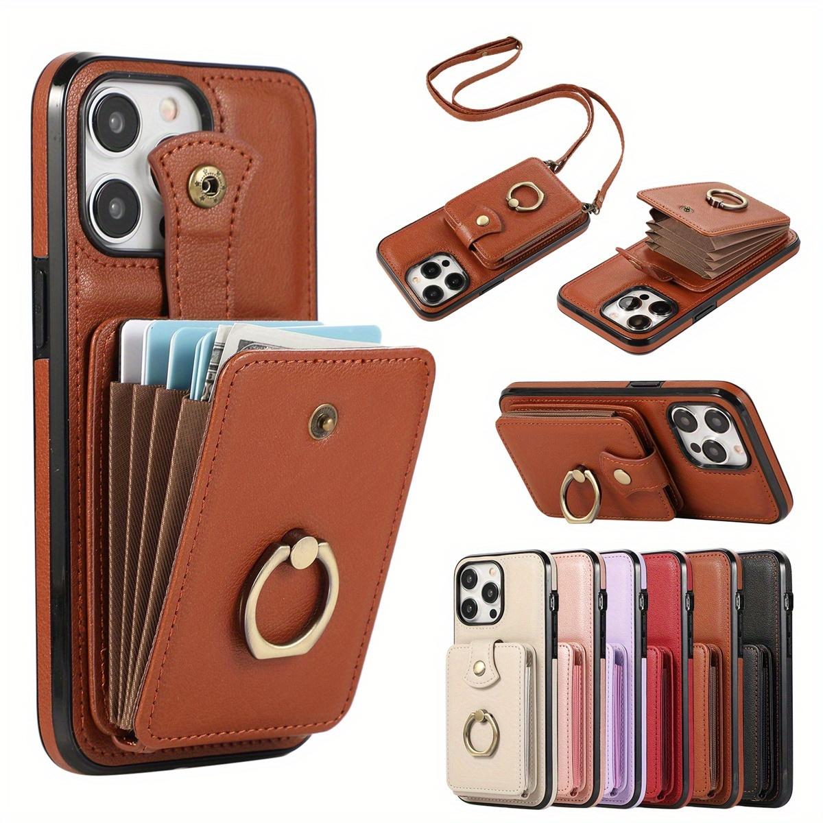 Card holder phone case for iPhone 17/16e/16/15/14/13/12/11 Pro Max SE 2020/SE 2022/X/XS/XR/XS Max 16/15/14/7/8 Plus 17 Air.Features 360-degree rotating ring holder, RFID anti-theft function, and drop protection function.