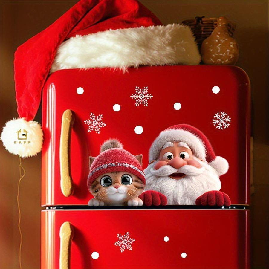 1pc Santa Claus Glass Sticker Removable Static Cling Decoration for Living Room Entrance Corridor Window Clings Decoration