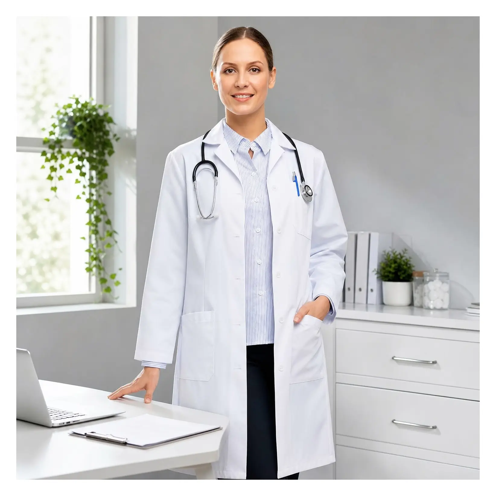 Unisex White Cotton Poly Lab Coat for Medical Professionals, Doctors & NursesGift