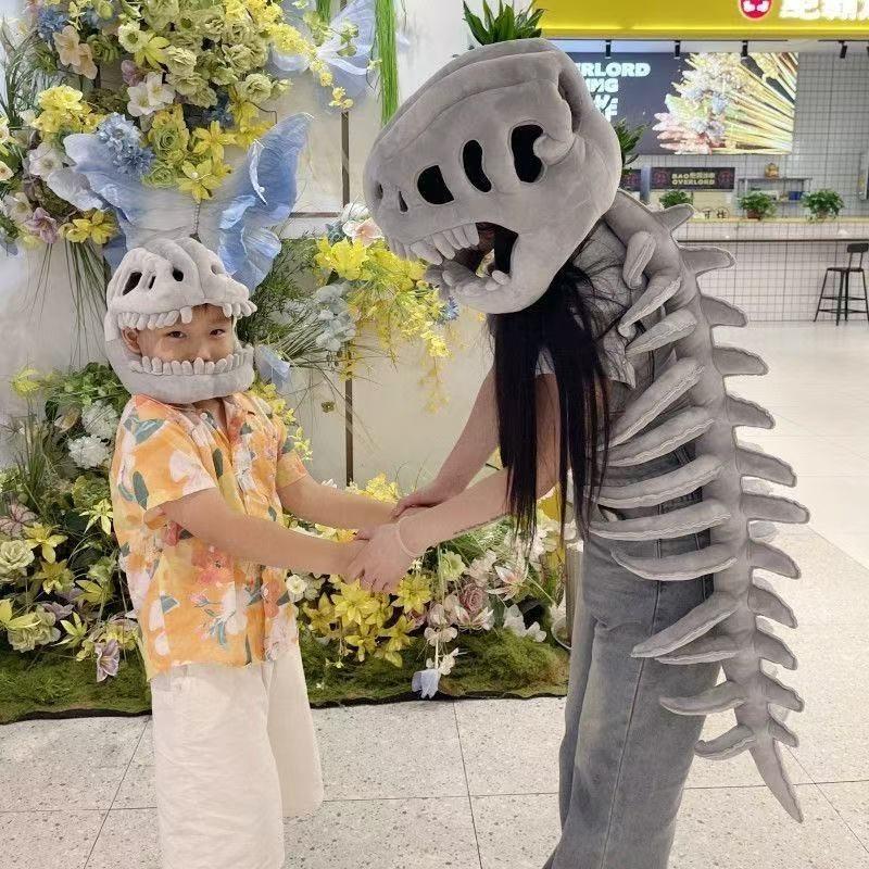 New dinosaur skeleton funny hood hat children's plush toys boys doll funny skeleton cross-border