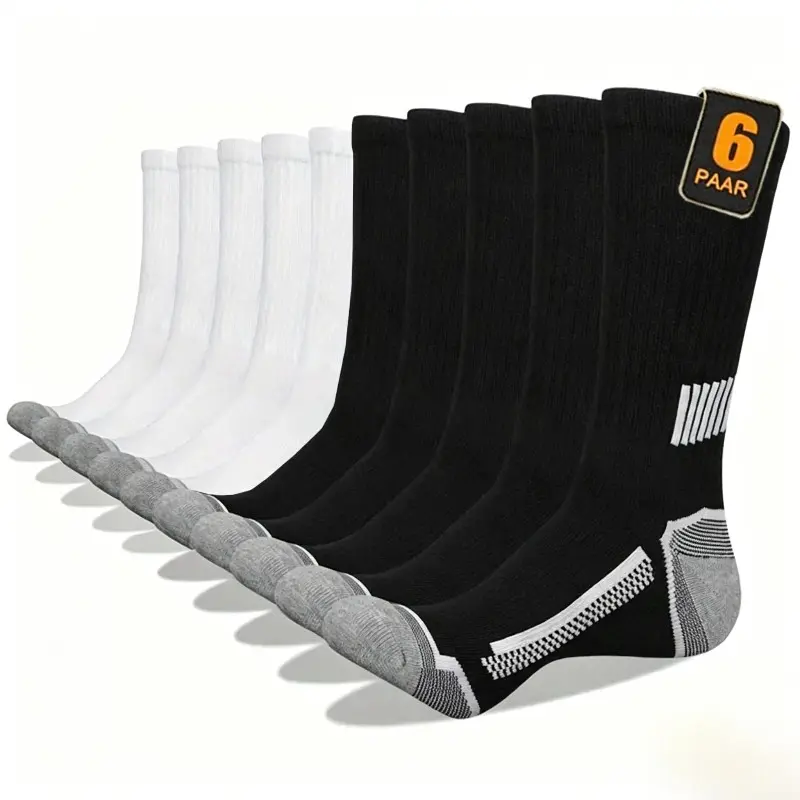 10 Pairs Men's Male All Seasons Plain Cotton Anti-Slip Grippy Active Sports Socks - Heavy-Duty Cushioned Heel & Toe, Arch Support, Breathable Knit, Mid-Crew - Gym, Everyday Casual Bulk Pack (Cold Wash Safe), Anti-Slip Grip Sports Socks