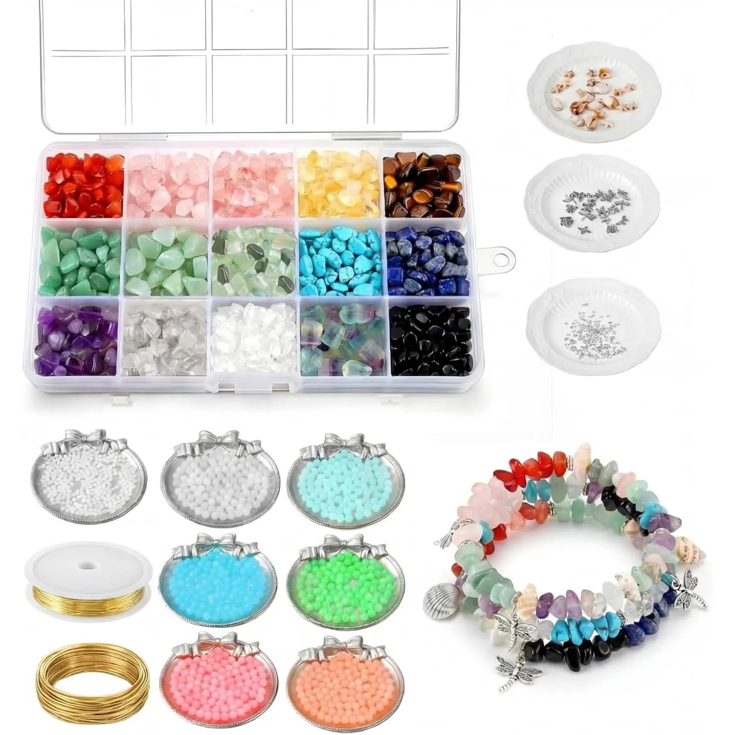 Jewelry DIY Making Kit for Beginners - Bracelet, Necklace, Arm Cuff, Earring Supplies with Butterfly Charms, Multiple Pendants, Zinc Alloy Beads, Metal Wire